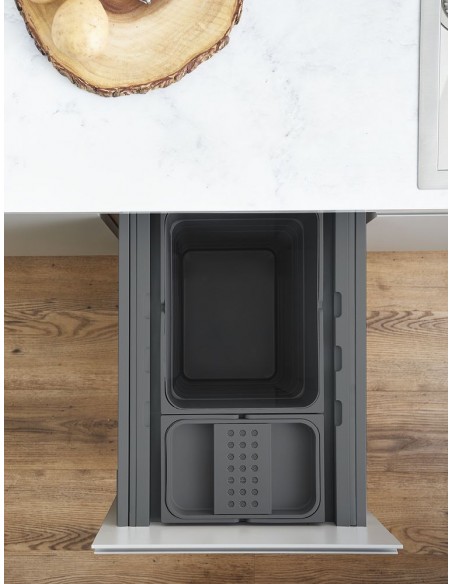 400mm ECO-Top Waste Bin 40L Kitchen Blumotion Door Fix Double 5040.2040+VEO