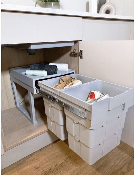 Ninka Easywaste Kitchen Bin 400mm Sink Base Pull Out 32L Hinged Door 50374504