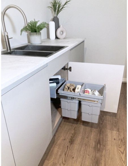 Ninka Easywaste Kitchen Bin 400mm Sink Base Pull Out 32L Hinged Door 50374504