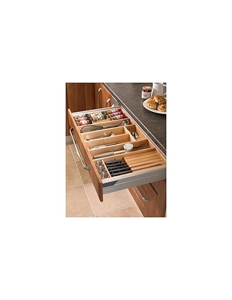 500mm Beech Cutlery Tray Kitchen Drawer Insert 424mm Depth Blum BCT500