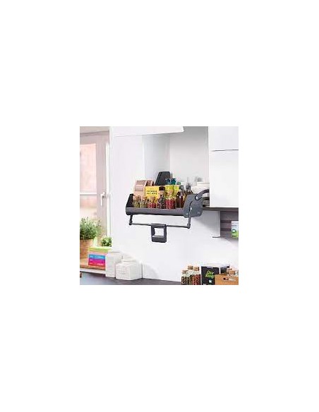 500mm Kessebohmer iMove Single Shelf Kitchen Wall Pull-Down Anthracite KIMOVE500SA