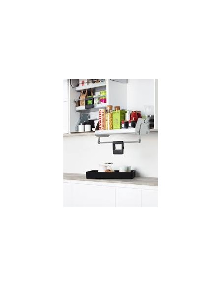 600mm Kessebohmer iMove Wall Kitchen Pull-Down Shelf Single Grey KIMOVE600SG