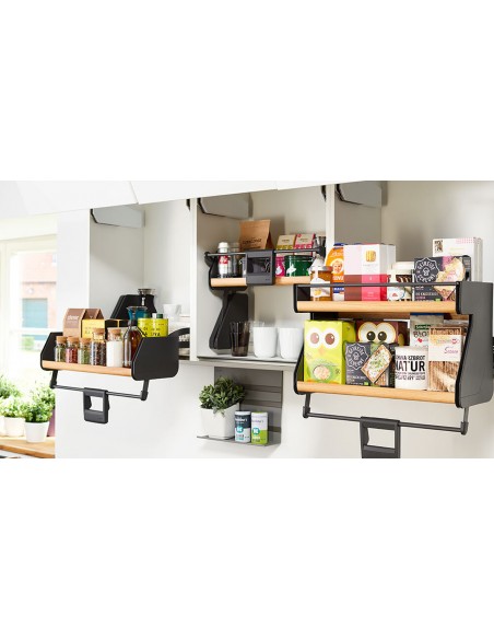 600mm Kessebohmer iMove Double Oak Anthracite Kitchen Wall Pull Down KIMOVE600DOA