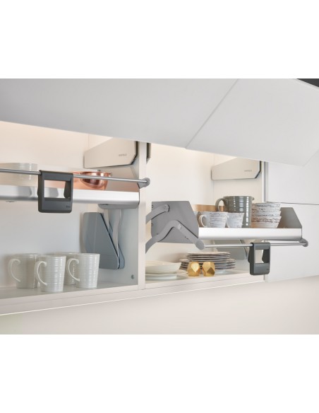 900mm Kessebohmer iMove Kitchen Wall Pull Down Shelf Single Grey KIMOVE900SG