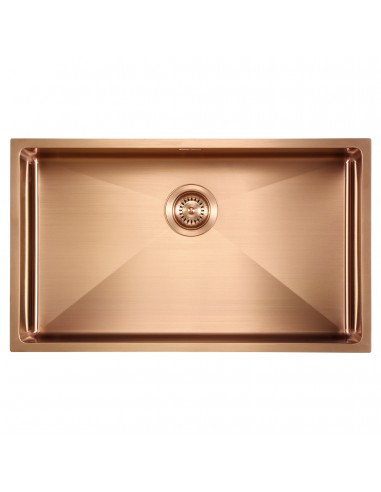 90mm Copper Waste Kit Overflow ZEN Kitchen Sink Plug 1.0 Bowl 1810 AC-BSW-PACK1-COP