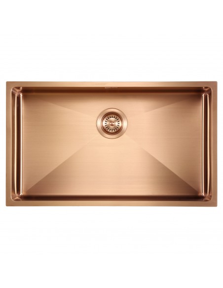 90mm Copper Waste Kit Overflow ZEN Kitchen Sink Plug 1.0 Bowl 1810 AC-BSW-PACK1-COP