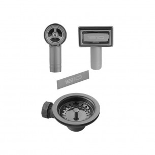 90mm Gun Metal Waste Kit Overflow ZEN Kitchen Sink Plug 1.0 Bowl 1810 AC-BSW-PACK1-GM