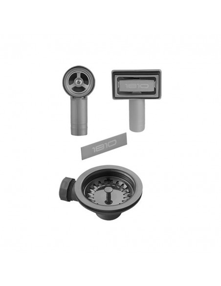 90mm Gun Metal Waste Kit Overflow ZEN Kitchen Sink Plug 1.0 Bowl 1810 AC-BSW-PACK1-GM