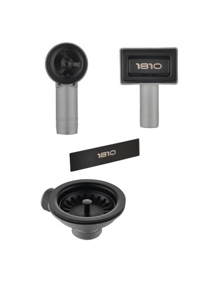 90mm Matte Black Waste Kit Overflow ZEN Kitchen Sink Plug 1.0 Bowl 1810 AC-BSW-PACK1-MB