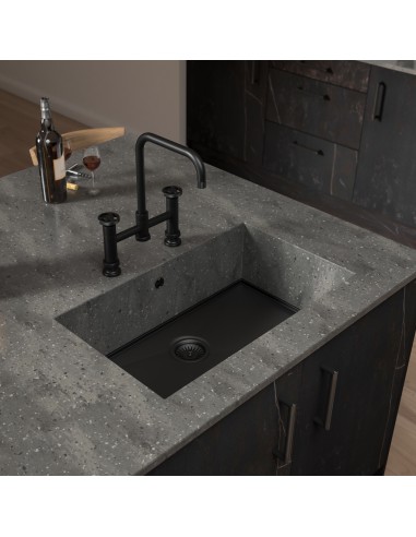 90mm Matte Black Waste Kit Overflow ZEN Kitchen Sink Plug 1.0 Bowl 1810 AC-BSW-PACK1-MB