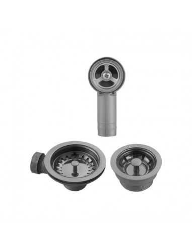 Ceramic Gun Metal Waste Kit Overflow 90mm 60mm 1.5 Bowl Kitchen Sink 1810 AC-BSW-PACK2-GM