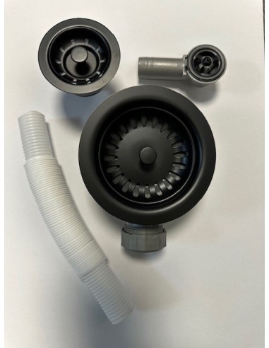 Ceramic Matte Black Waste Kit Overflow 90mm 60mm 1.5 Bowl Kitchen Sink 1810 AC-BSW-PACK2-MB