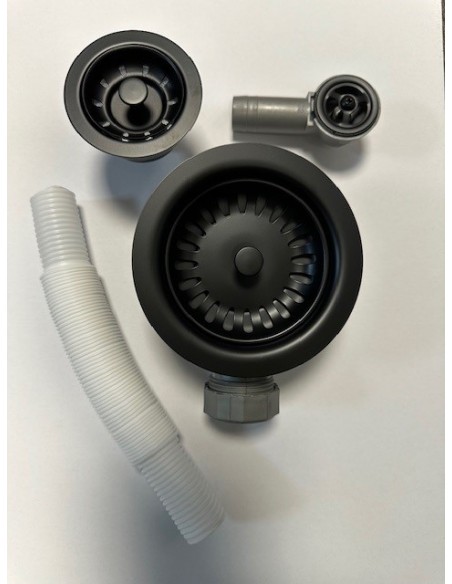 Ceramic Matte Black Waste Kit Overflow 90mm 60mm 1.5 Bowl Kitchen Sink 1810 AC-BSW-PACK2-MB