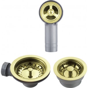 Ceramic Gold Brass Waste Kit Overflow 90mm 60mm 1.5 Bowl Kitchen Sink 1810 AC-BSW-PACK2-GB