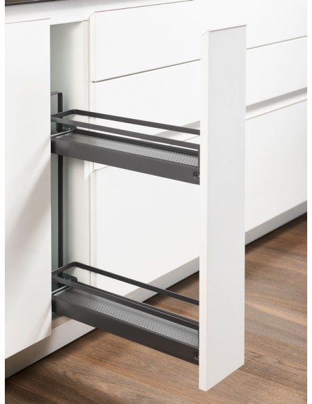 Kessebohmer 150mm Kitchen Base Pull Out Anthracite 2-Tier RH Mount K2SABP150A