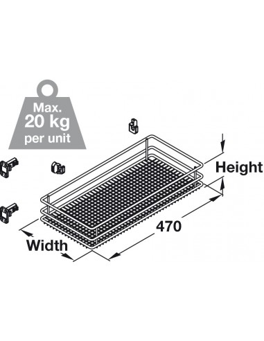 300mm VS SUB Side Kitchen Basket Frame Storage Set Silver Vauth Sagel 54640903 + 54639995