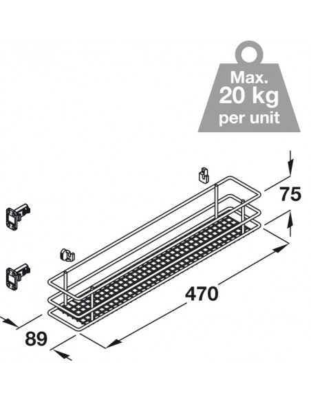 150mm VS SUB Side Kitchen Baskets Frame Storage Set Saphir Vauth Sagel 54639995 + 54640340