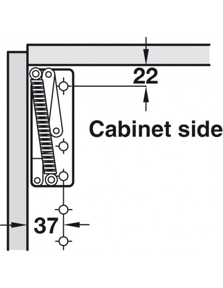Kitchen Flap Hinges Lift Up Both Sprung Top Box Cabinets 180N 90° Open 50443920