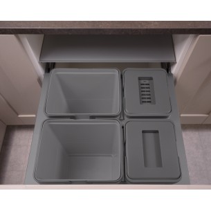 600mm Ace Waste Bin Triple Anthracite 69L Double Soft Closing Vibo BIN600B.AN