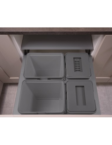 600mm Ace Waste Bin Triple Anthracite 69L Double Soft Closing Vibo BIN600B.AN