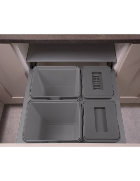 600mm Ace Waste Bin Triple Anthracite 69L Double Soft Closing Vibo BIN600B.AN