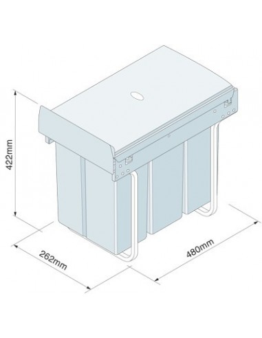 300mm Waste Bin 30L Pull Out Triple 10L Containers Innstor Base Mount BIN31