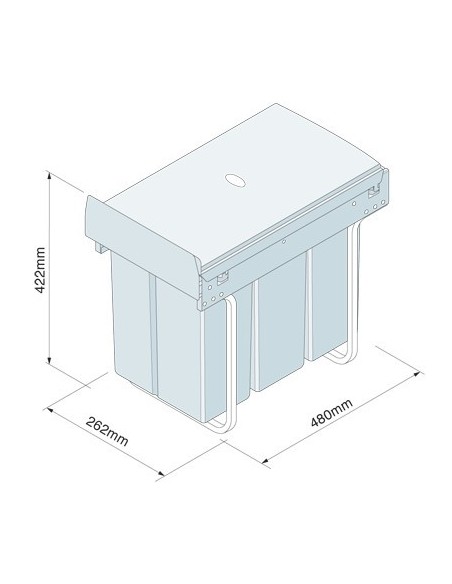 300mm Waste Bin 30L Pull Out Triple 10L Containers Innstor Base Mount BIN31