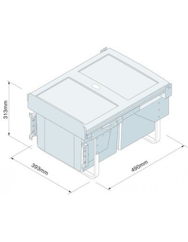 Kitchen Waste Bin 30L Hinged Fixed Door Sink Base Innostor Double BIN38