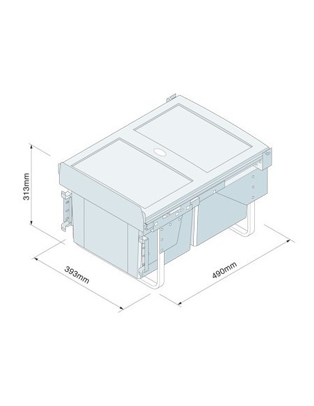 Kitchen Waste Bin 30L Hinged Fixed Door Sink Base Innostor Double BIN38