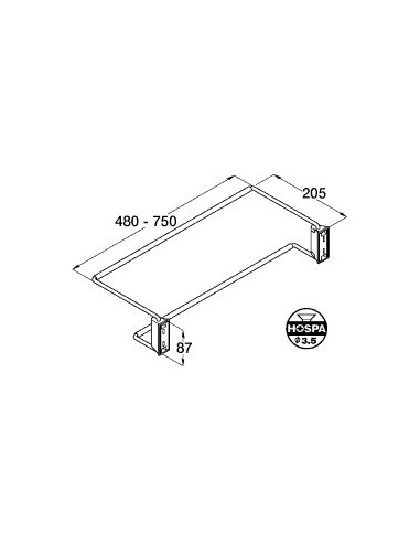 Adjustable Shoe Rack 480-750mm Chrome Wall Or Panel Fix 89212906