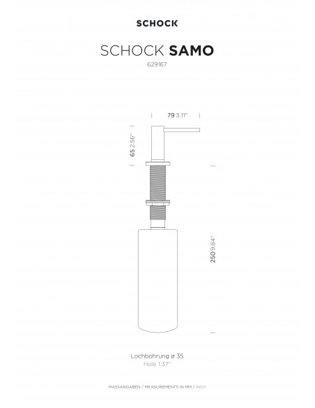 Schock Samo Soap Dispenser 629169CHR Polished Chrome Sink Accessory