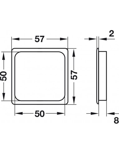 50mm Square Ventilation Grill 10.20Cm Chrome Recess Mount 57x57mm 57154211