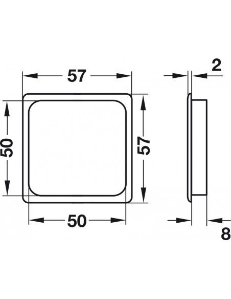 50mm Square Ventilation Grill 10.20Cm Chrome Recess Mount 57x57mm 57154211