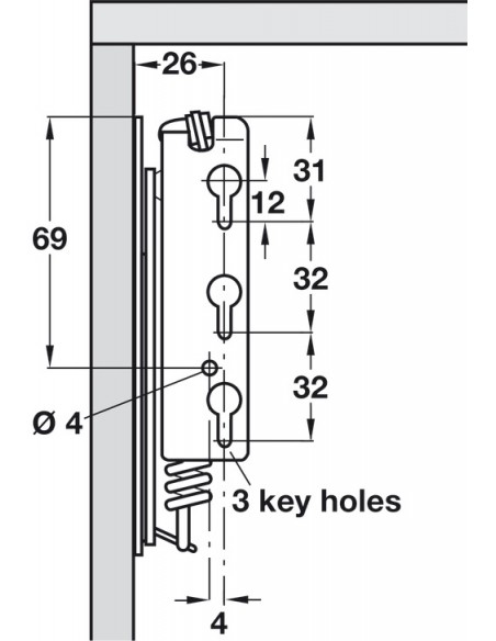 Kitchen Cabinet Lift Up Flap Hinges One Sprung 180N Top Boxes 50443993