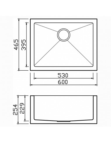 ZENUNO15 600U Belfast Stainless Steel Kitchen Sink 1810 Company ZU/600/15/BEL/S/860