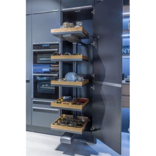 600mm Kessebohmer Convoy Premio Oak Anthracite Trays RH Door Open KCONPREMA600R