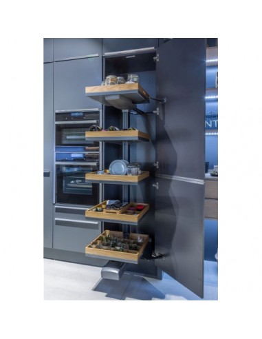 600mm Kessebohmer Convoy Premio Oak Anthracite Trays RH Door Open KCONPREMA600R