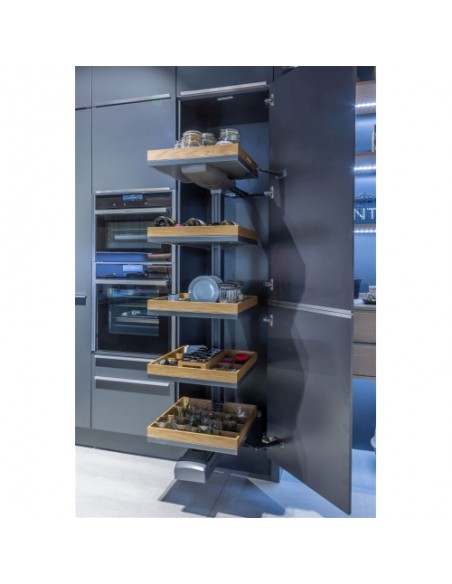 600mm Kessebohmer Convoy Premio Oak Anthracite Trays RH Door Open KCONPREMA600R