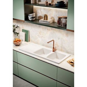 Thomas Denby Sonnet Double Bowl Kitchen Sink White Ceramic 1205x500 SO2BDWT 2
