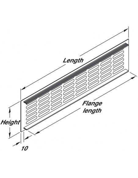 Plinth Ventilation Matt Black 300 x 80mm RAL9005 71cm2 Aluminium Grill 57520522