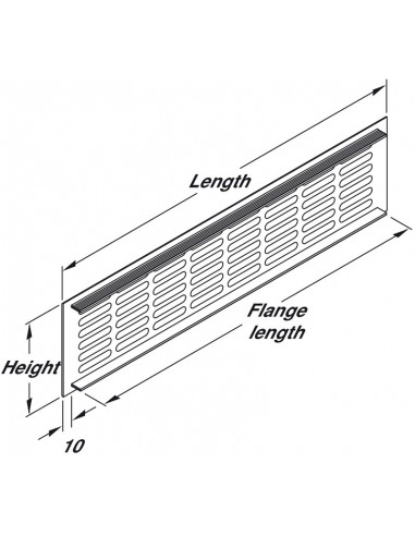 Plinth Ventilation Matt Black 300 x 60mm RAL9005 53cm2 Aluminium Grill 57520512