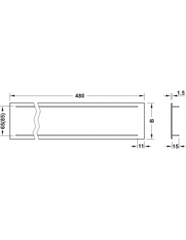 Plinth Ventilation Matt Black 480 x 80mm 88.70cm2 Aluminium Grill 57505323