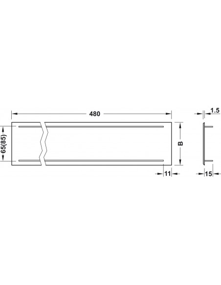 480x100mm Plinth Vent Silver Grill Airflow 133cm2 Aluminium Press Fit 57520933