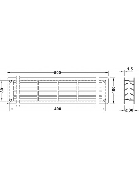 Ventilation Trim Brushed Black 500x100mm 207cm2 Obscure 30mm Door 95910203
