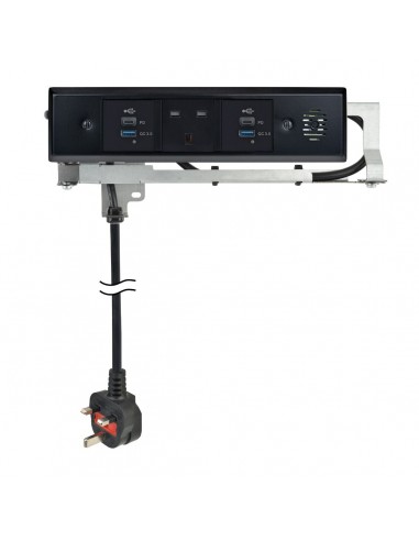 Docking Drawer Trio Outlet Plug Black UK Socket USB Chargers A+C X2 3050-1150B