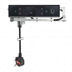Docking Drawer Trio Plug Outlet Black X2 UK Socket USB Charger A+C 3050-5150B