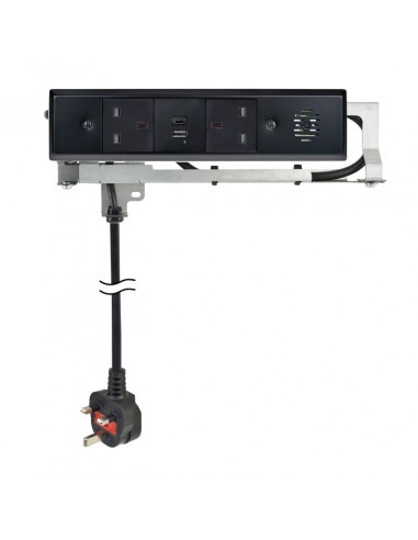 Docking Drawer Trio Plug Outlet Black X2 UK Socket USB Charger A+C 3050-5150B