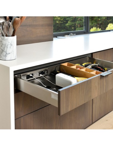 Docking Drawer Trio Outlet Stainless X2 UK Sockets USB Charger A+C 3050-5150S