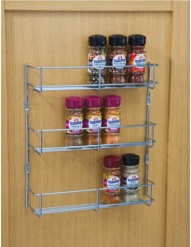 400mm Wall Spice Rack Kitchen Storage 3 Tier Door Panel Fix Linear 54312231