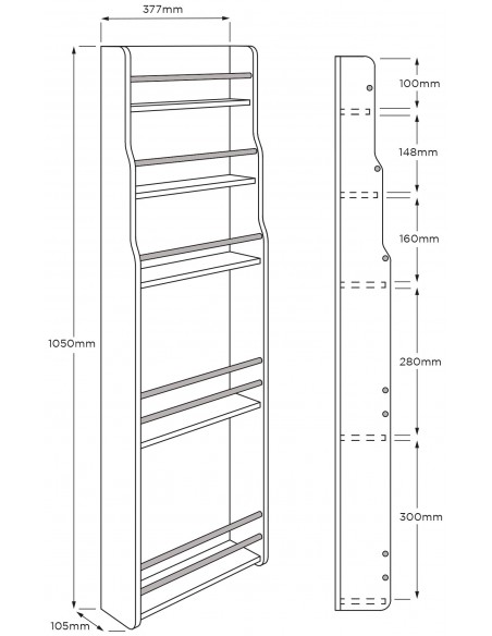 1909 Oak Butler's Pantry Rack 500mm Door Storage Unhanded Wooden